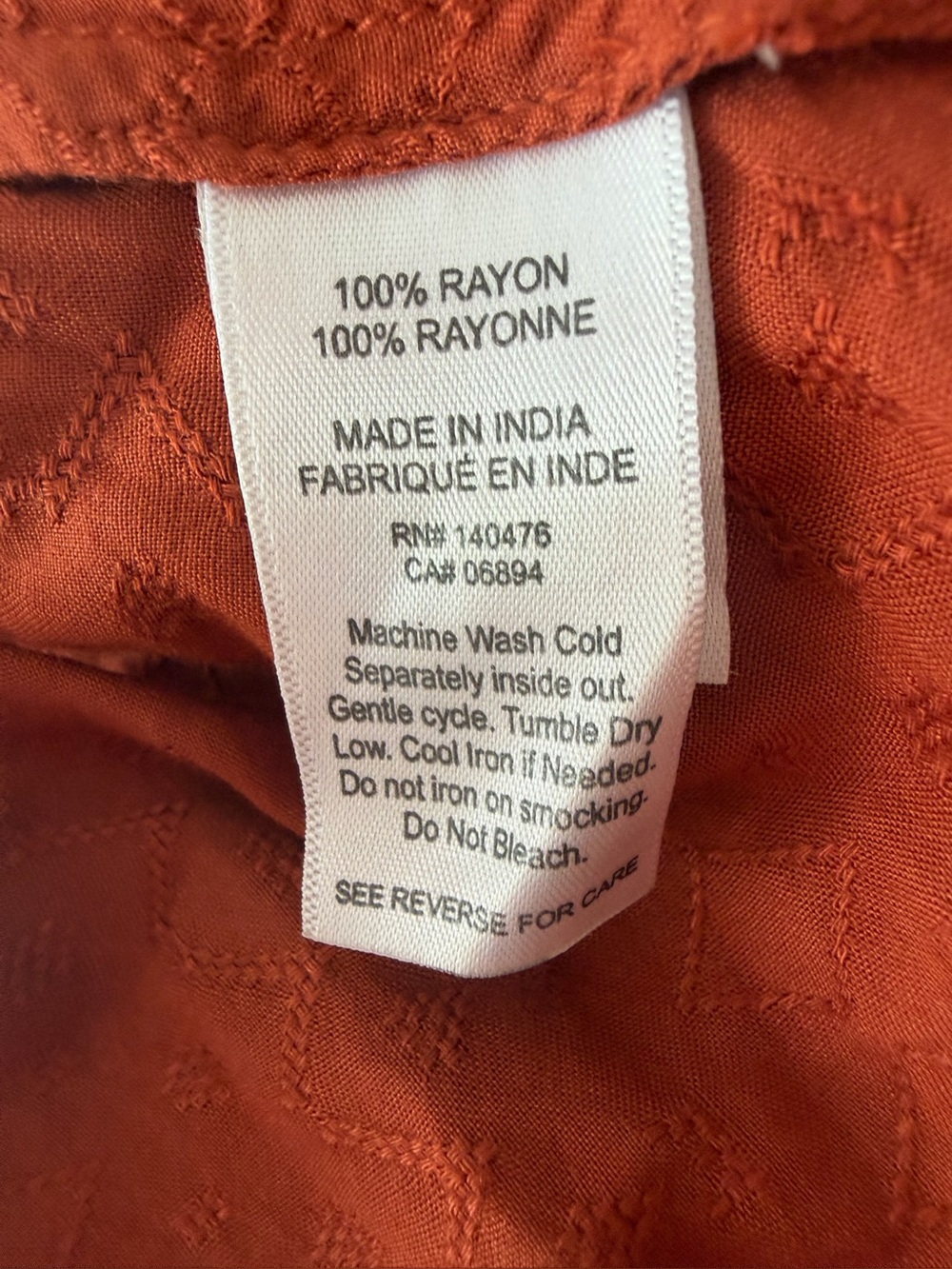 Faherty Rust ruffle Long Sleeve Mini Dress Size Medium 8731 - Picture 9 of 10